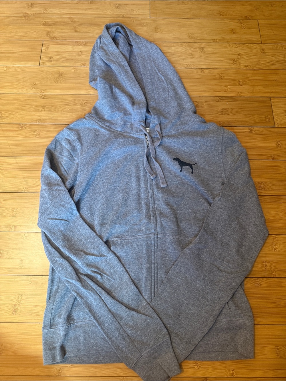 PINK Victoria's Secret Grey Hoodie with Black Dog Silhouette